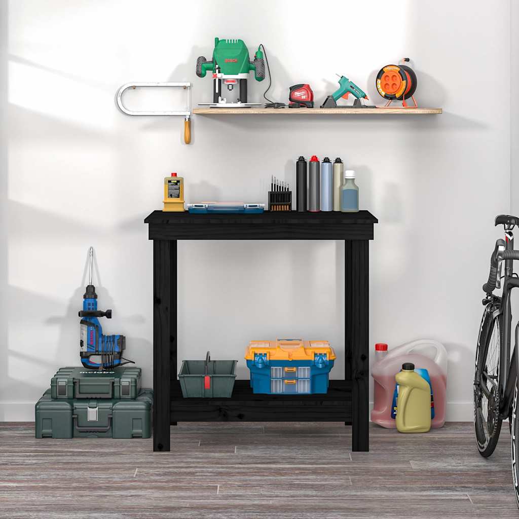Vidaxx Werkbank 80x50x80 cm massives Kiefernholz schwarz