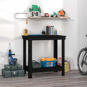 Vidaxx Werkbank 80x50x80 cm massives Kiefernholz schwarz
