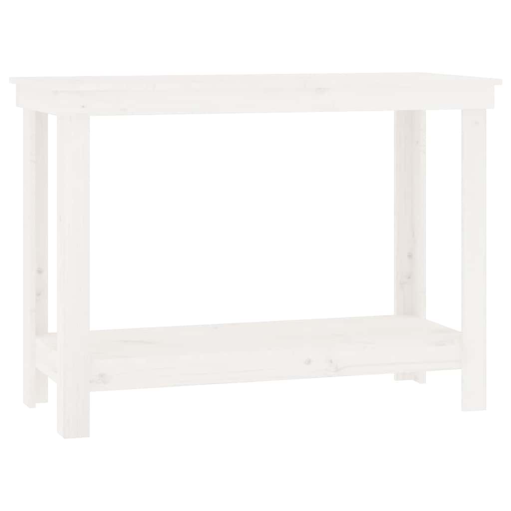 Vidaxl Workbench 110x50x80 cm Festkiefer weiß
