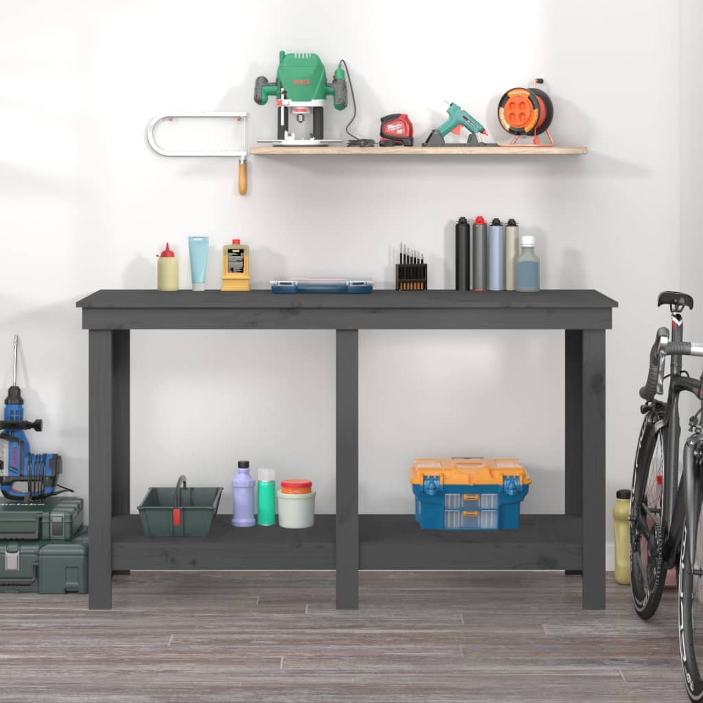 Vidaxx Werkbank 140x50x80 cm massives Kiefernholz grau