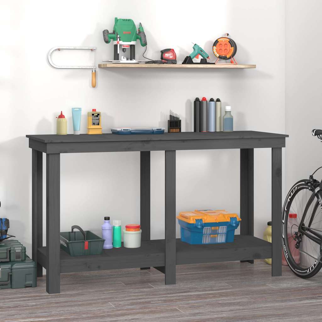Vidaxx Werkbank 140x50x80 cm massives Kiefernholz grau