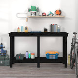 Vidaxl Workbench 140x50x80 cm Festkiefer schwarz