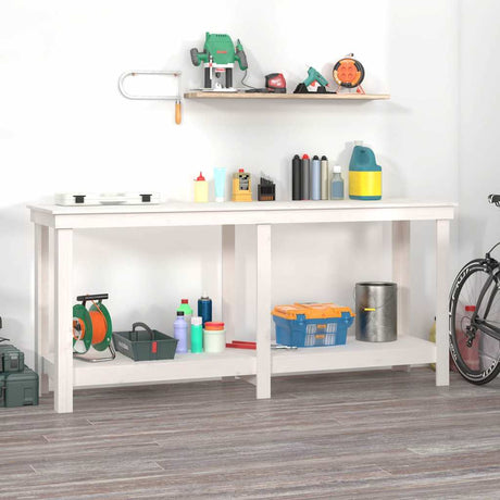 Vidaxl Workbench 180x50x80 cm Festkiefer weiß