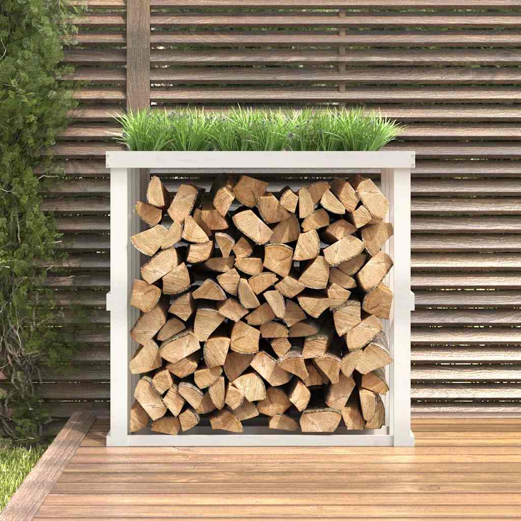 Vidaxl houtblokhouder 108x52x106 cm massief grenenhout wit