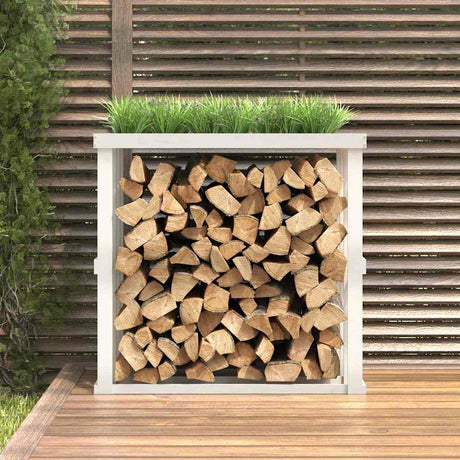 Vidaxl houtblokhouder 108x52x106 cm massief grenenhout wit