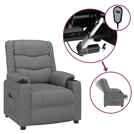 Vidaxl fauteuil verstelbaar elektrisch kunstleer grijs