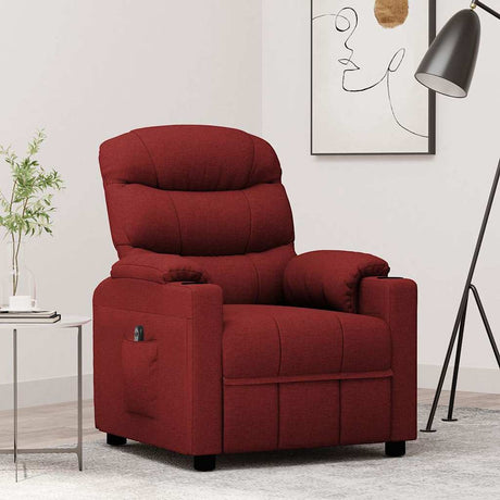 Vidaxl fauteuil verstelbaar elektrisch stof wijnrood