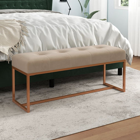 Vidaxl bankje 110x36x45 cm fluweel beige