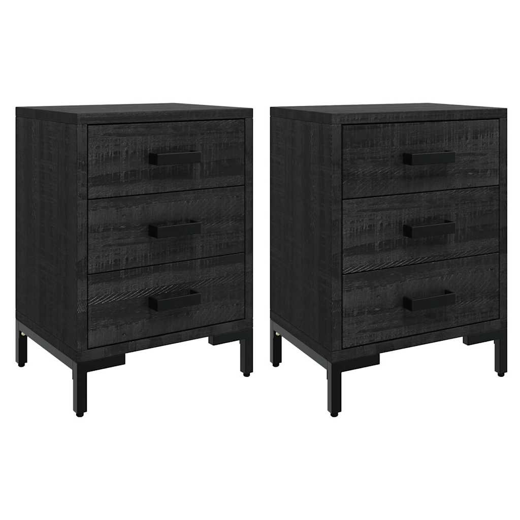 Vidaxl nachtkastjes 2 st 40x30x55 cm massief grenenhout zwart
