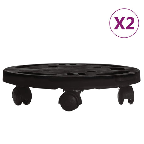 VidaXL Pflanzenwagen mit Rädern 2 Stk. 170 kg Durchmesser 30 cm Schwarz