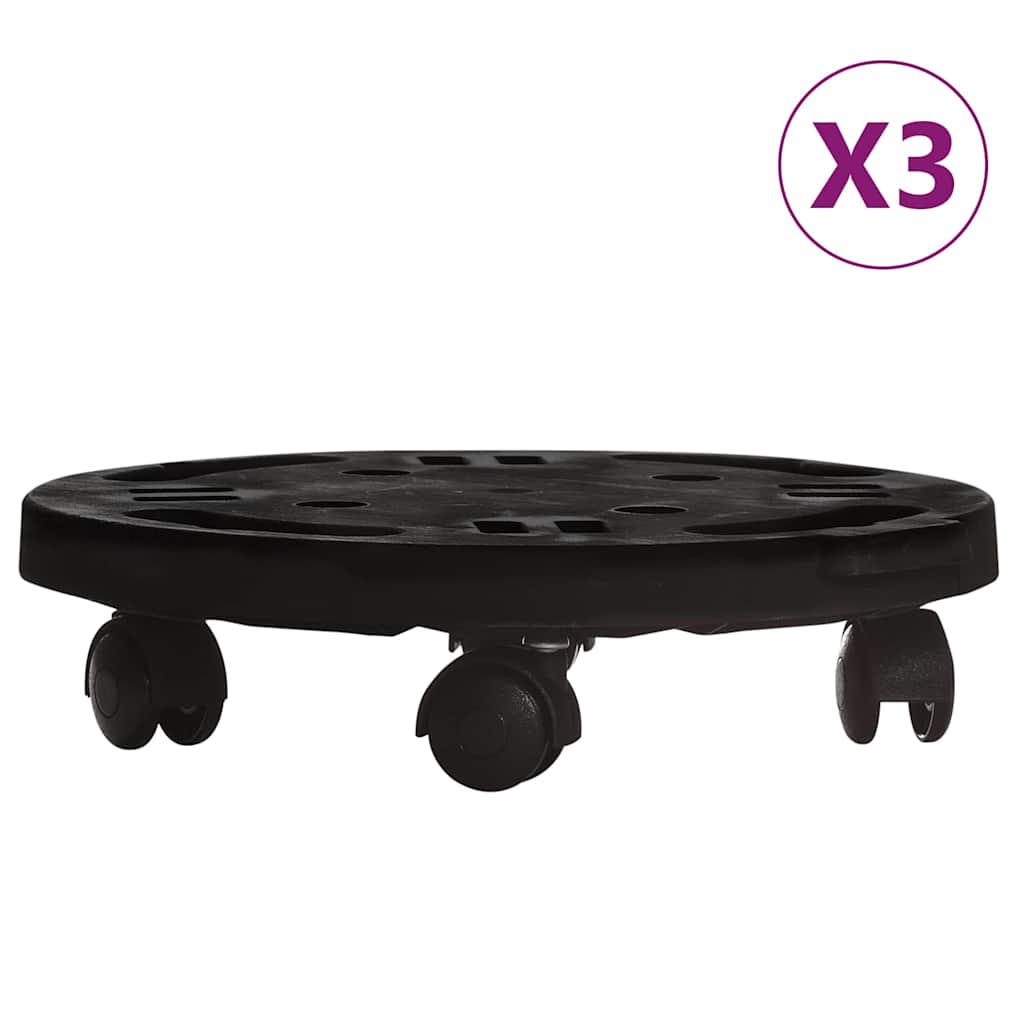 VidaXL Pflanzenwagen mit Rädern 3 Stk. 170 kg Durchmesser 30 cm Schwarz