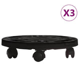 VidaXL Pflanzenwagen mit Rädern 3 Stk. 170 kg Durchmesser 30 cm Schwarz