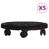 Vidaxl -Pflanzenwagen mit Rädern 5 St 170 kg Durchmesser 30 cm Schwarz