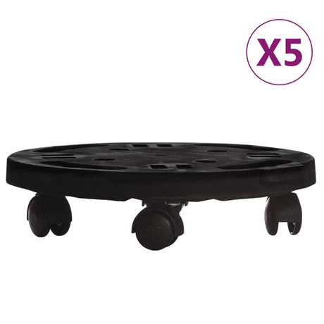 Vidaxl -Pflanzenwagen mit Rädern 5 St 170 kg Durchmesser 30 cm Schwarz