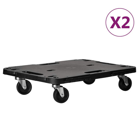 Vidaxl transporttrolleys 2 st 58x38x12 cm polypropeen zwart