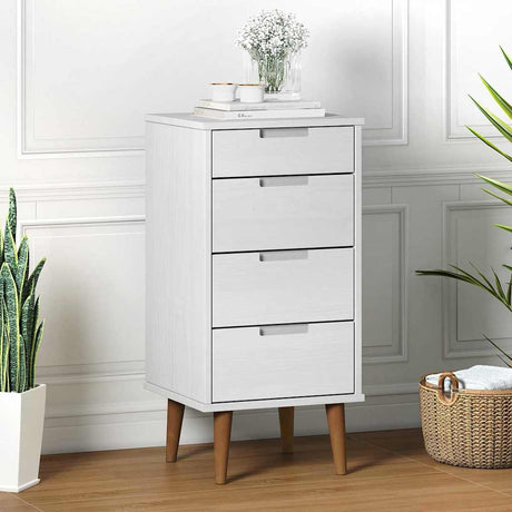 Vidaxl ladekast molde 40x35x82 cm massief grenenhout wit