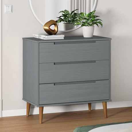 Vidaxl ladekast molde 80x40x80 cm massief grenenhout grijs