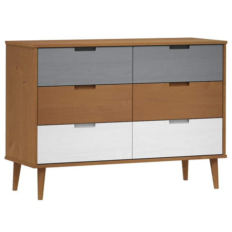 Vidaxl ladekast molde 113x40x80 cm massief grenenhout bruin