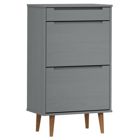 Vidaxx Schuhschrank Molde 59,5x35x103 cm massives Kiefernholz grau