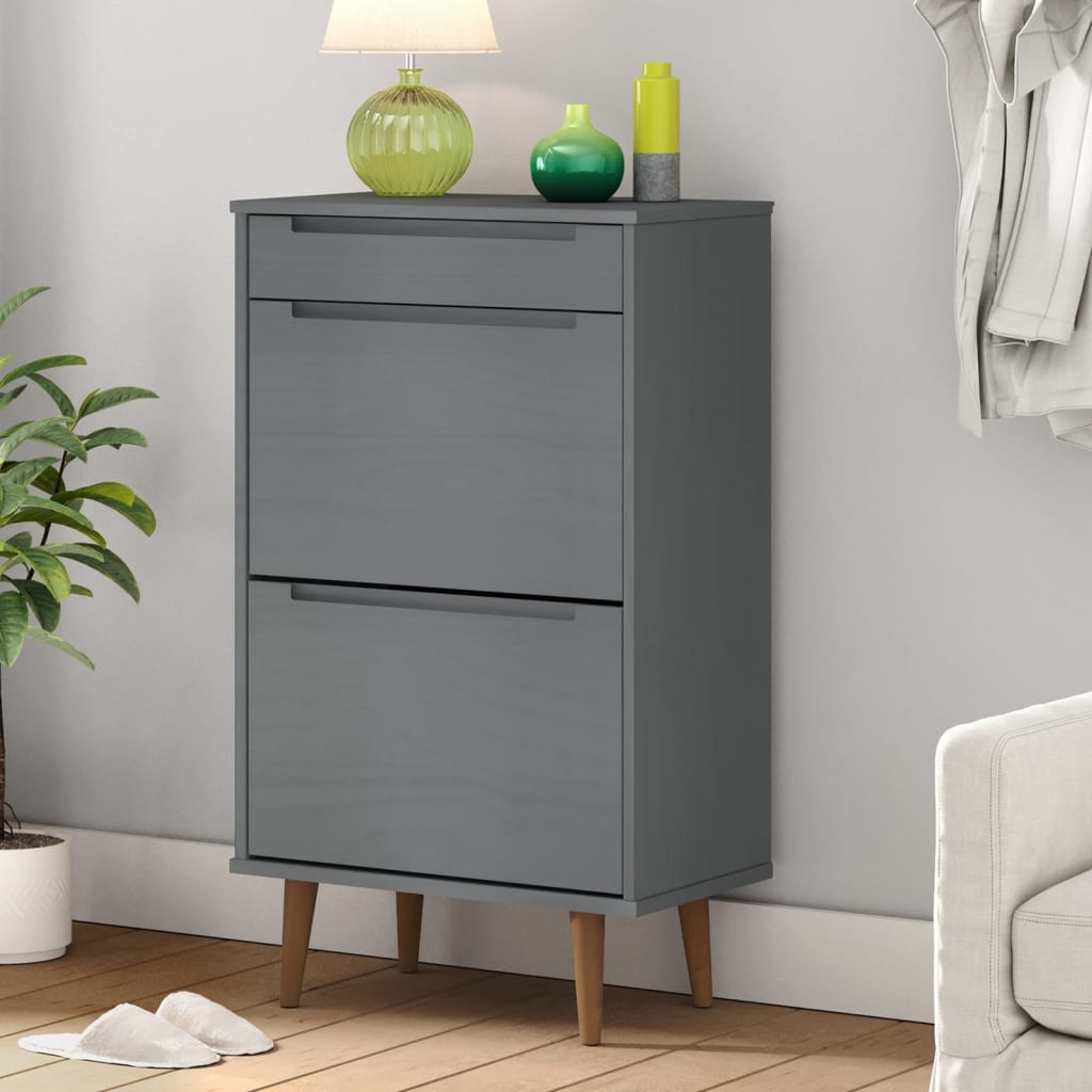 Vidaxx Schuhschrank Molde 59,5x35x103 cm massives Kiefernholz grau