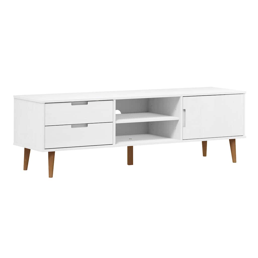 Vidaxl tv-meubel molde 158x40x49 cm massief grenenhout wit