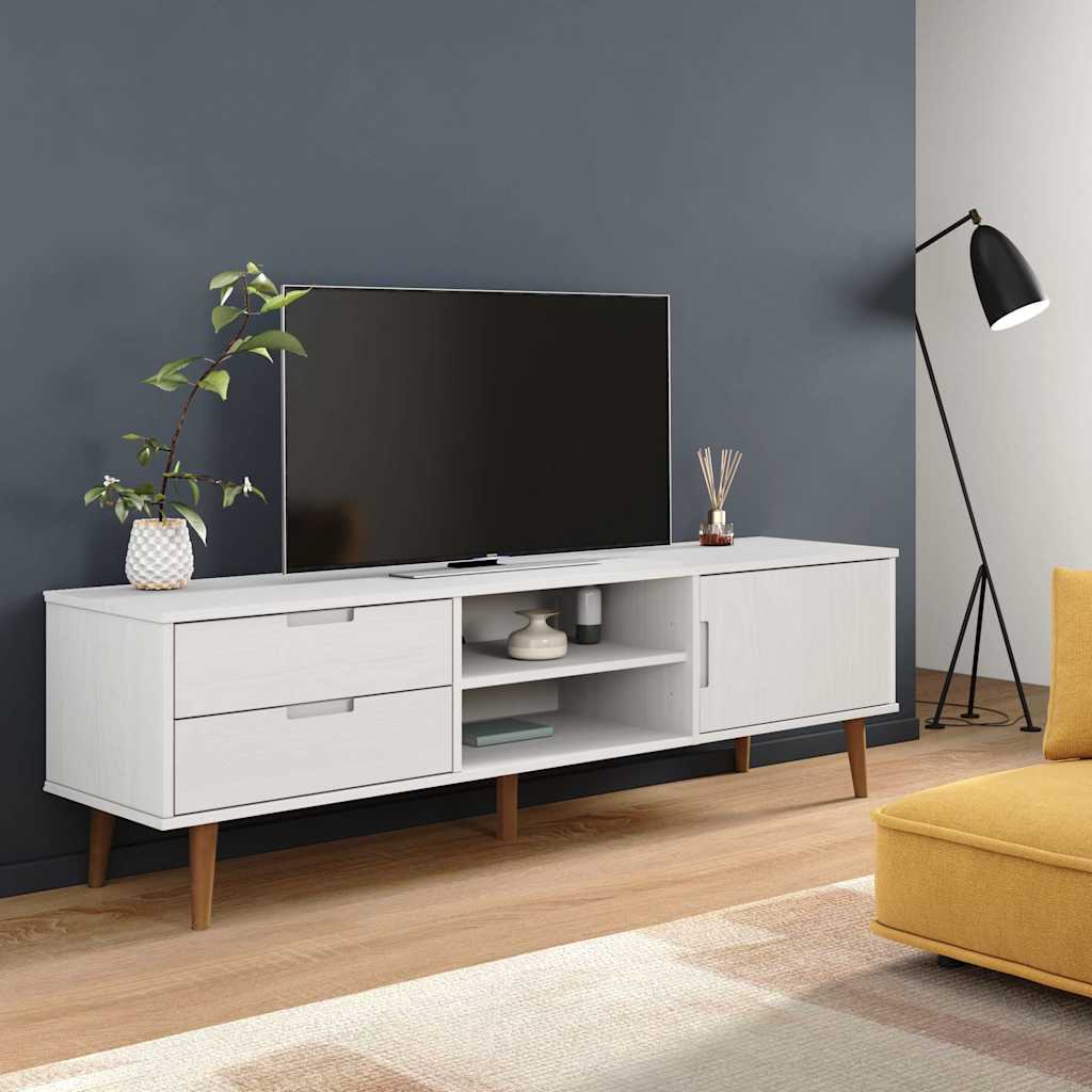 Vidaxl tv-meubel molde 158x40x49 cm massief grenenhout wit