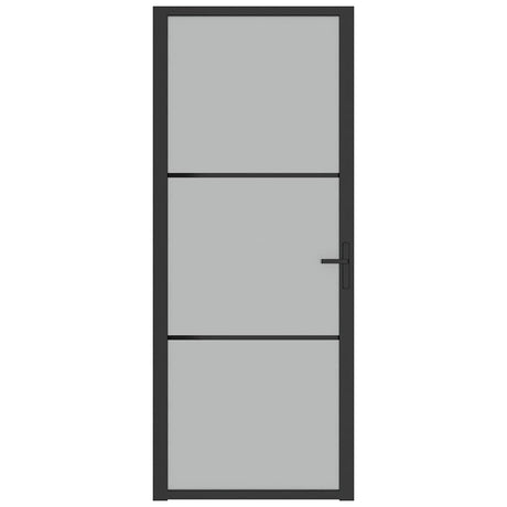 VIDAXL Innenür 83x201,5 cm Mattglas und Aluminiumschwarz