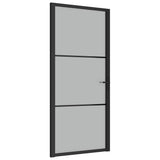 Vidaxl Innenür 93x201,5 cm Mattglas und Aluminiumschwarz