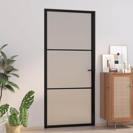Vidaxx Innentür 93x201,5 cm Milchglas und Aluminium schwarz