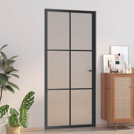 Vidaxl Innenür 93x201,5 cm Mattglas und Aluminiumschwarz