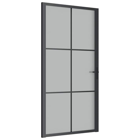 Vidaxx Innentür 102,5x201,5 cm Milchglas und Aluminium schwarz