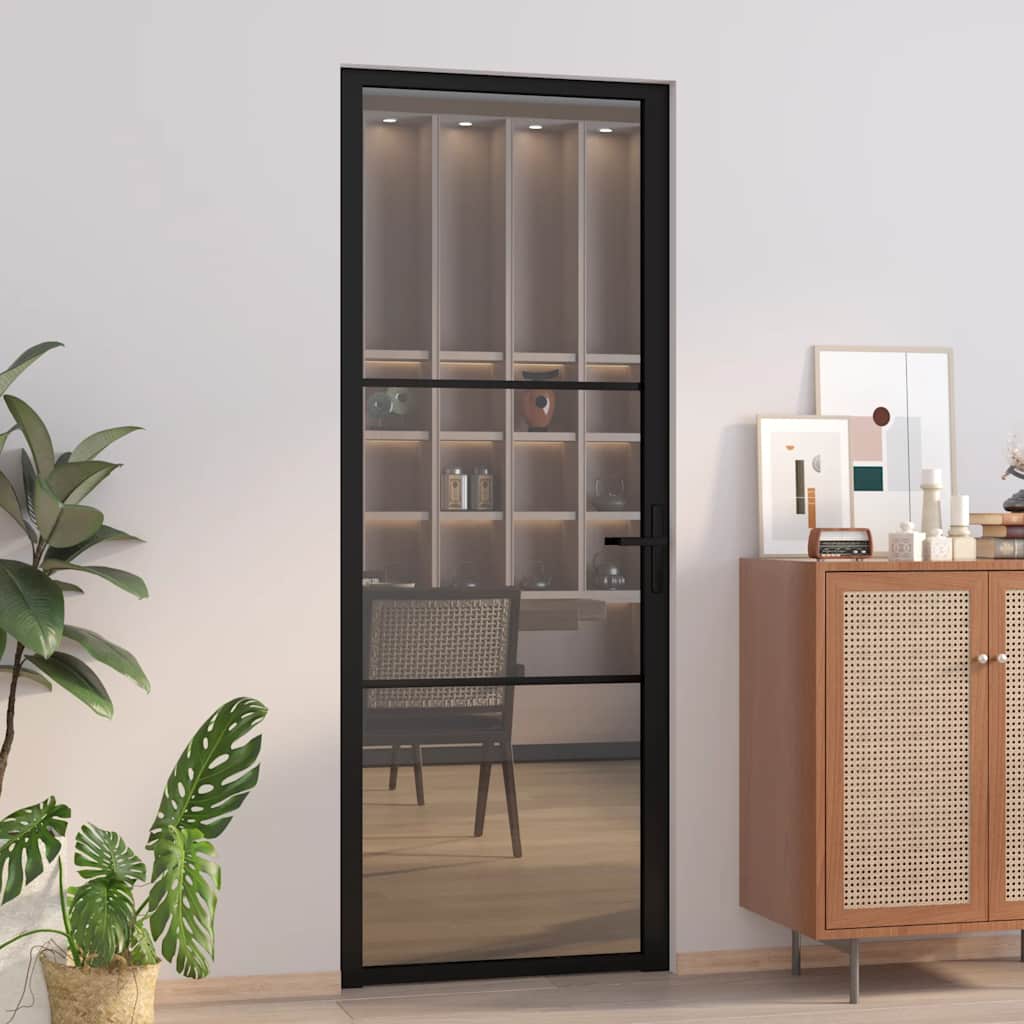 Vidaxx Innentür 76x201,5 cm ESG-Glas und Aluminium schwarz