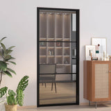 Vidaxx Innentür 93x201,5 cm ESG-Glas und Aluminium schwarz