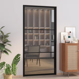 VIDAXL Innenür 102,5x201,5 cm ESG -Glas und Aluminiumschwarz