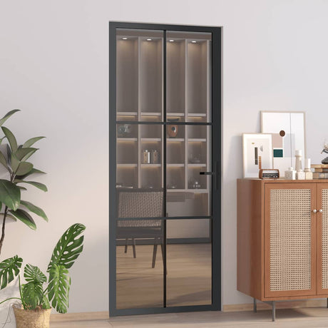 VidaXL Innentür 83x201,5 cm ESG-Glas und Aluminium schwarz