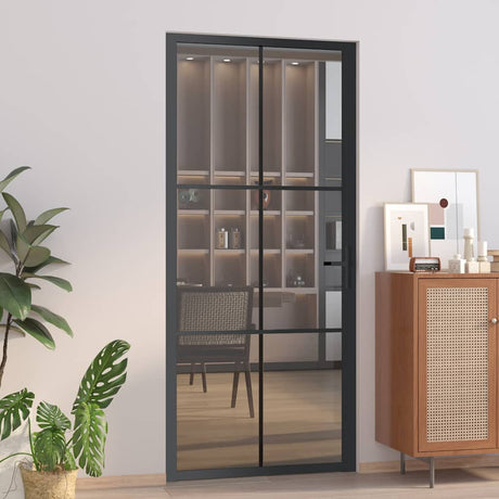 Vidaxx Innentür 93x201,5 cm ESG-Glas und Aluminium schwarz