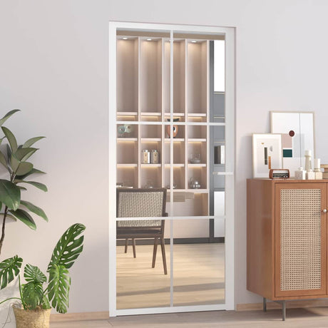 Vidaxx Innentür 93x201,5 cm ESG-Glas und Aluminium weiß