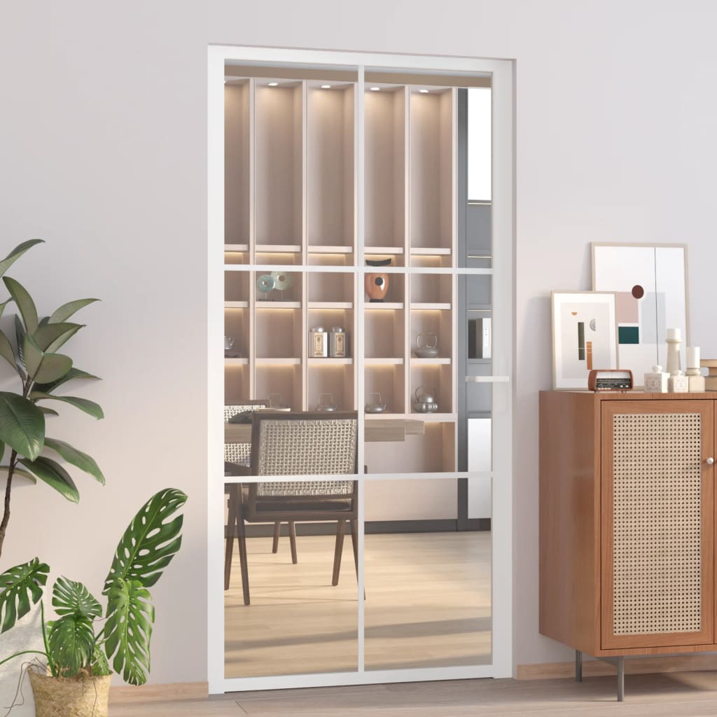 VidaXL Innentür 102,5 x 201,5 cm ESG-Glas und weißes Aluminium