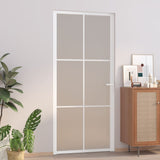 Vidaxl Innenür 93x201,5 cm Mattglas und Aluminium weiß