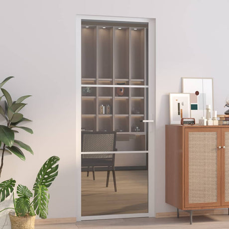 Vidaxx Innentür 83x201,5 cm ESG-Glas und Aluminium weiß