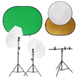VidaXL Fotostudio-Set mit Lichtset, Hintergrundleinwand und Reflektor