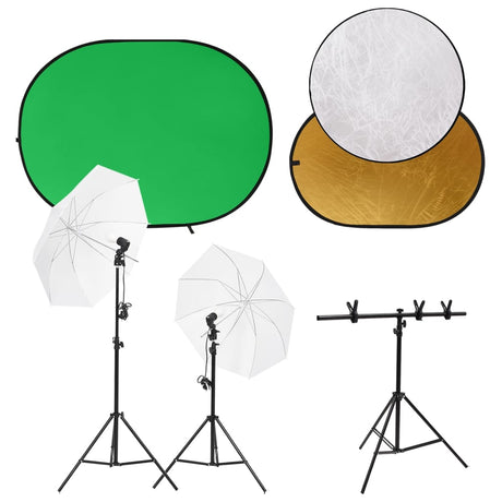 VidaXL Fotostudio-Set mit Lichtset, Hintergrundleinwand und Reflektor