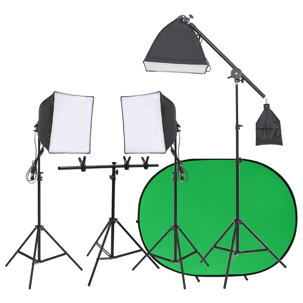 VidaXL Fotostudio-Set mit Beleuchtungsset und Hintergrundleinwand
