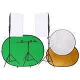 VidaXL Fotostudio-Set mit Lichtset, Hintergrundleinwand und Reflektor