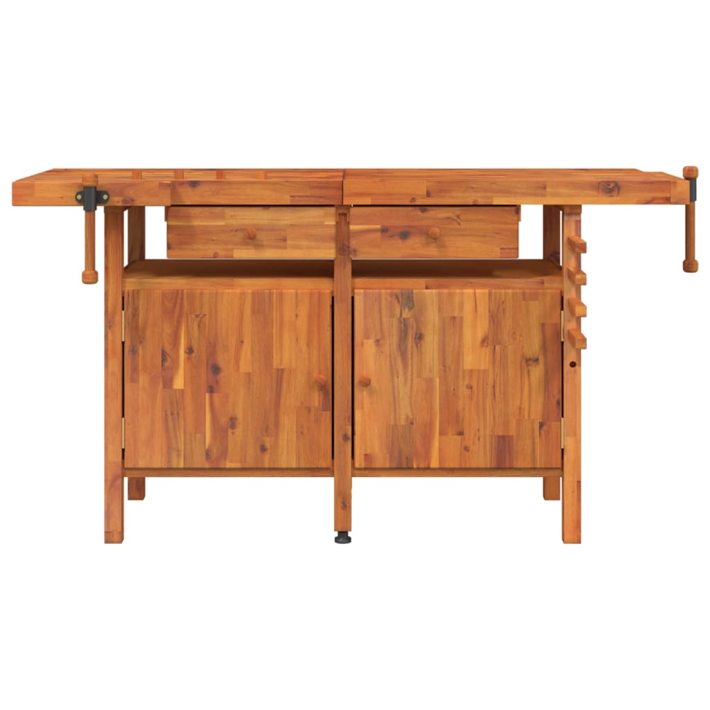VidaXL Werkbank mit Schubladen und Schraubstöcken 162x62x83 cm Akazienholz