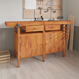 VidaXL Werkbank mit Schubladen und Schraubstöcken 162x62x83 cm Akazienholz