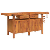VidaXL Werkbank mit Schubladen und Schraubstöcken 192x62x83 cm Akazienholz