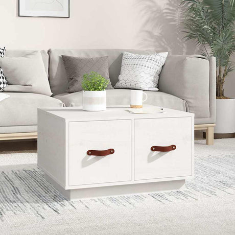 Vidaxl salontafel 60x53x35 cm massief grenenhout wit