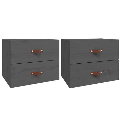 Vidaxl nachtkastjes 2 st wandgemonteerd 50x36x40 cm grijs