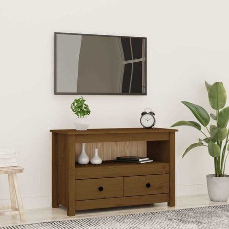 Vidaxl tv-meubel 79x35x52 cm massief grenenhout honingbruin